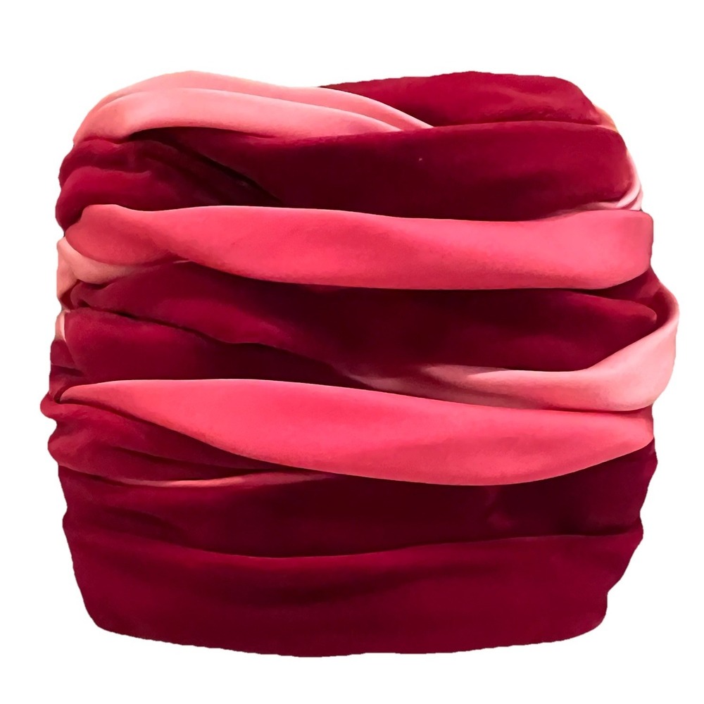 Melinda Original Vtg Turban Hat Pink Red Velvet Mesh Lined 60's Boho Easter WWII - Picture 6 of 7